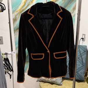 Elegant Brown Velvet Women's Blazer